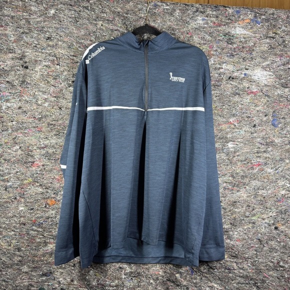 Columbia Shirt Mens 2XL 1/4 Zip Golf Tee Time Golf Pass‎ Long Sleeve Blue Logo - Picture 1 of 16